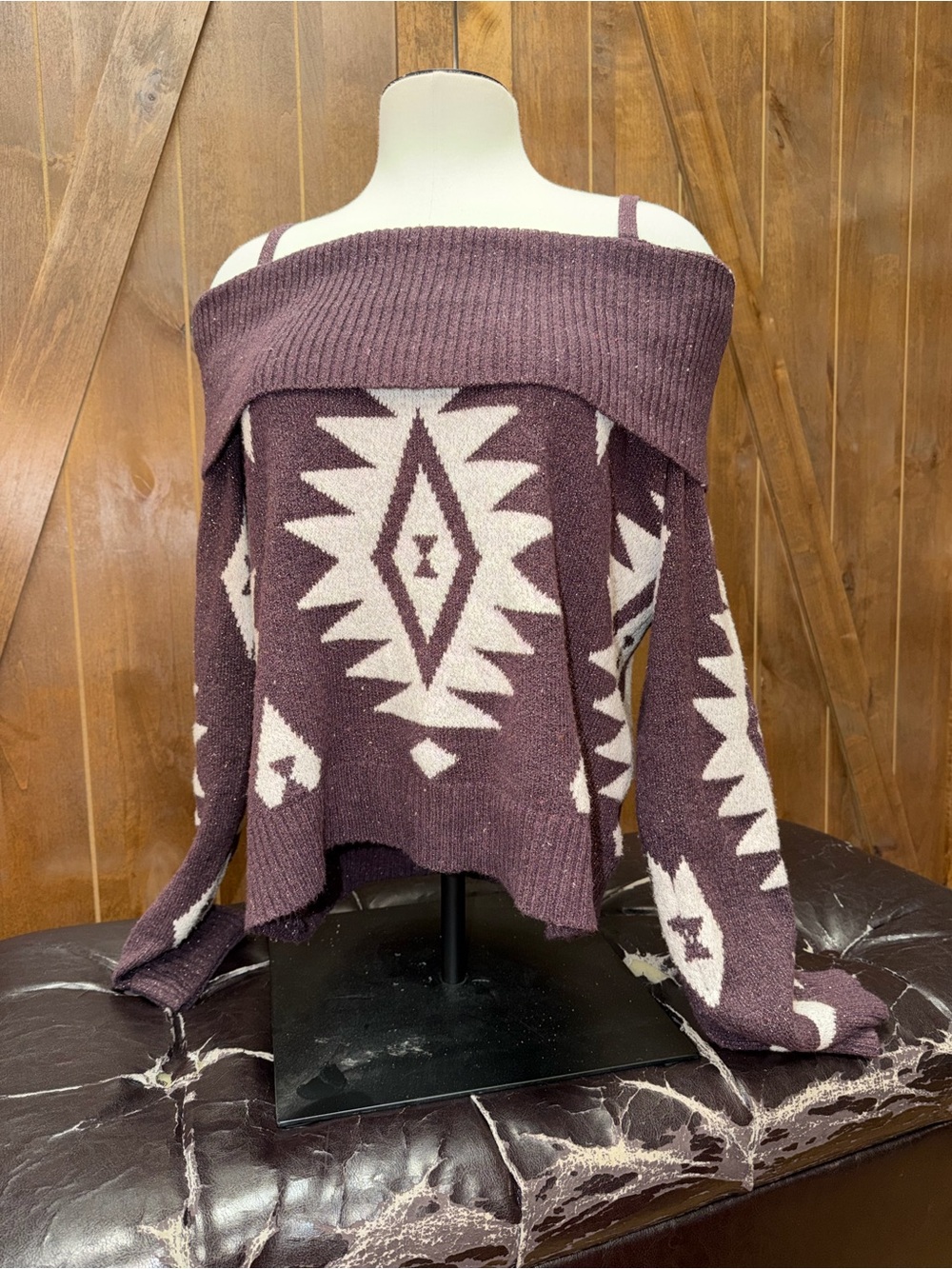 Aztec off the shoulder sweater